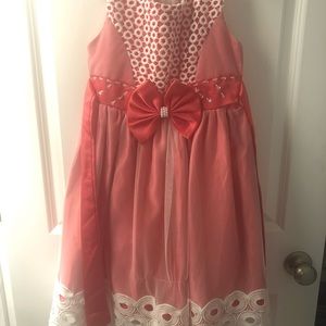 Richie House eyelite lace coral/muted red dress